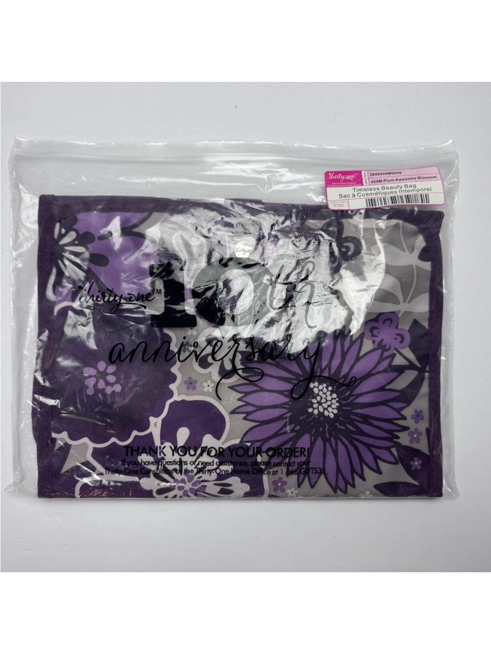 Thirty One Timeless Beauty Bag “409M Plum Awesome Blossom” # 3849 NIP